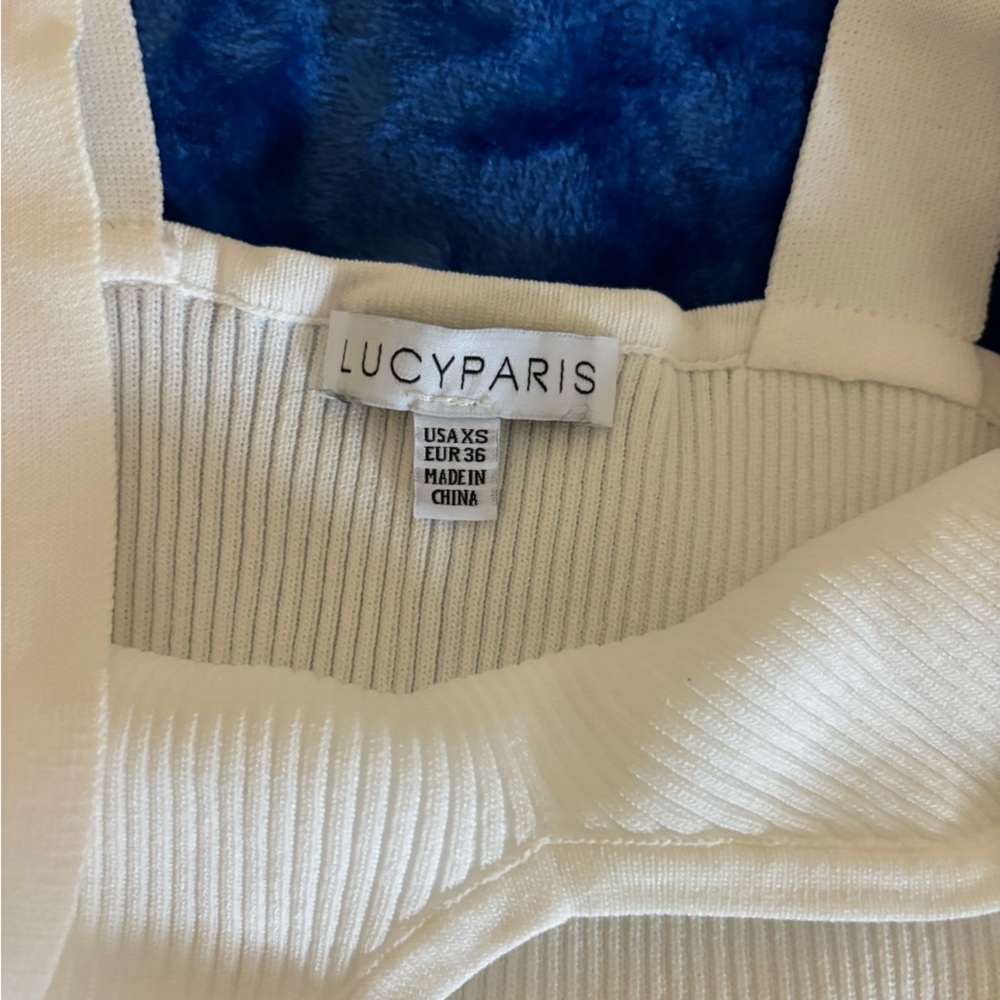 Lucy Paris Cream Ribbed Top - Picture 2 of 3